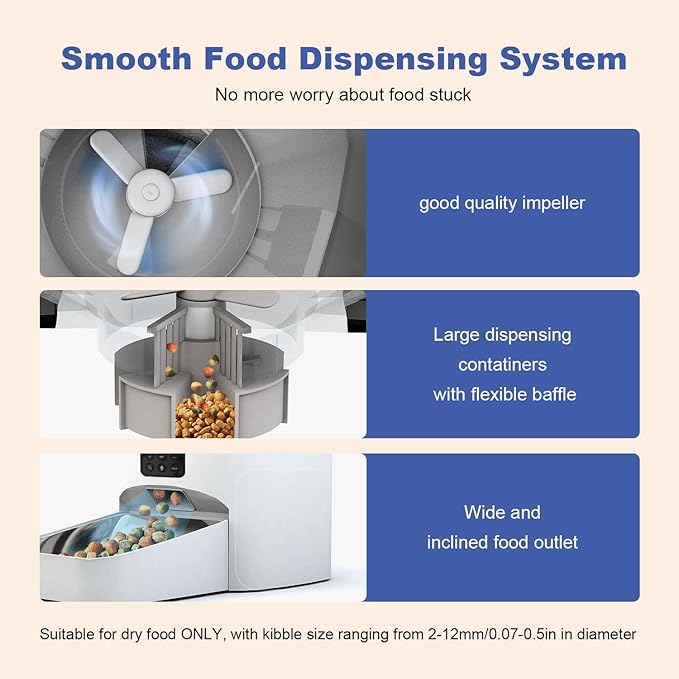 Automatic Cat Feeder, 6L Cat Food Dispenser with 10s Voice Recorder, Pet Feeder up to 8 Meals per Day, Timed Cat Feeder with Dry Food Sealed Ring (Jade White, 6L)