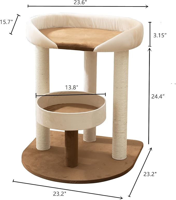 Modern Cat Tree Tower with Extra Large Platform Perch Bed for Large Cat Maine Coon and Big Cat Couch Sofa for Multiple Cats