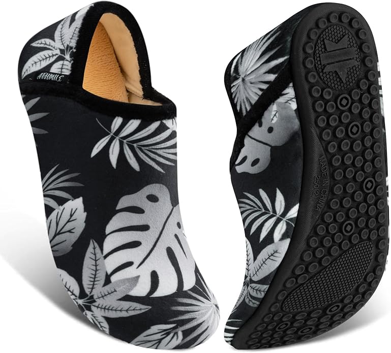 ATHMILE House Slippers for Women Men Indoor Barefoot Slippers Socks Furry Slip on House Shoes Cozy Comfy Slippers for Home Bedroom Travel Yoga