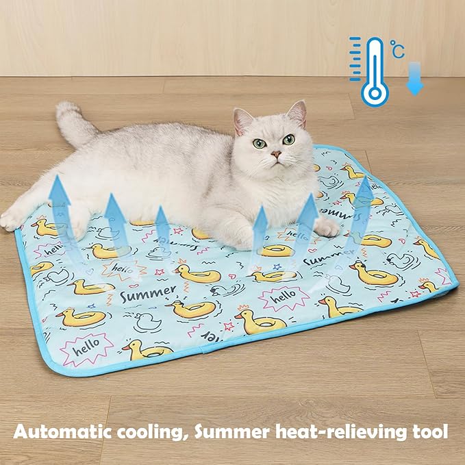 Dog Ice Pad Ice Silk Cats Kennel Mat Pet Cooling Pad Summer Cool Bamboo Mat Breathable Pad (Duck, M)
