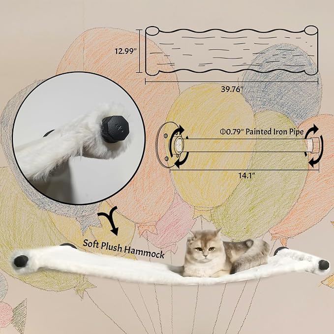 Cat Wall Frame for Climbing. Handcrafted Pine Furniture: Sisal Rope Suspension Bridge, Cat Hammock, Steps and Travel Platform. Suitable for Climb, Perch, Activity. DIY Cat Highway and Cat Wall.