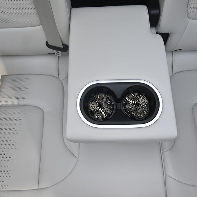 Absorbent Car Coasters 2 Pack for Cup Holders, 2.56" Ceramic Stone & Non-Scratch Cork Base Drink Coasters(Moon and Sun)