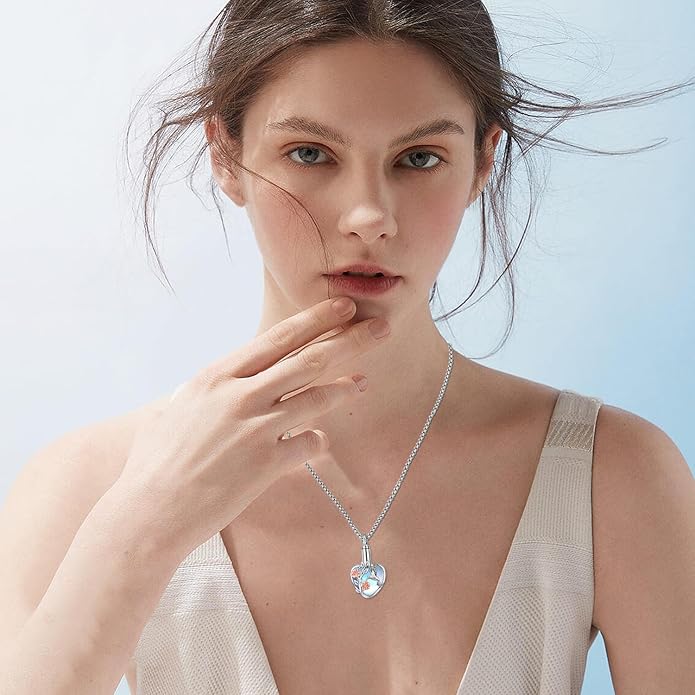 Aniu Cremation Jewelry for Ashes S925 Sterling Silver Urn Necklace Memorial Necklace for Human Ashes of Loved Ones Keepsake Pendant for Men Women