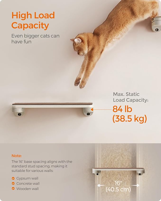 Feandrea Clickat Planet - Cat Wall Furniture, Set of 10, Cat Tree, Scratching Post, Shelves, Hammock, Bridge, Feeder, Extremely Quick Assembly, Unlimited Expandability, Replaceable Module and Parts