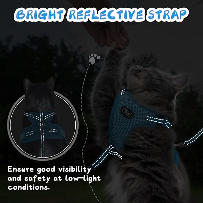 Supet Cat Harness and Leash Set for Small to Large Cats Adjustable Cat Vest Harness with Reflective Trim Universal Cat Leash and Harness for Cats/Puppies