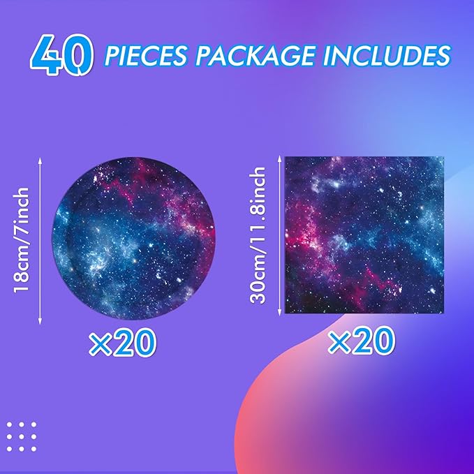 41Pcs Starry Galaxy Party Supplies Night Sky Party Tableware Set Outer Space Theme Birthday Star Party Table Decorations for Boys Girls Birthday Party Favors