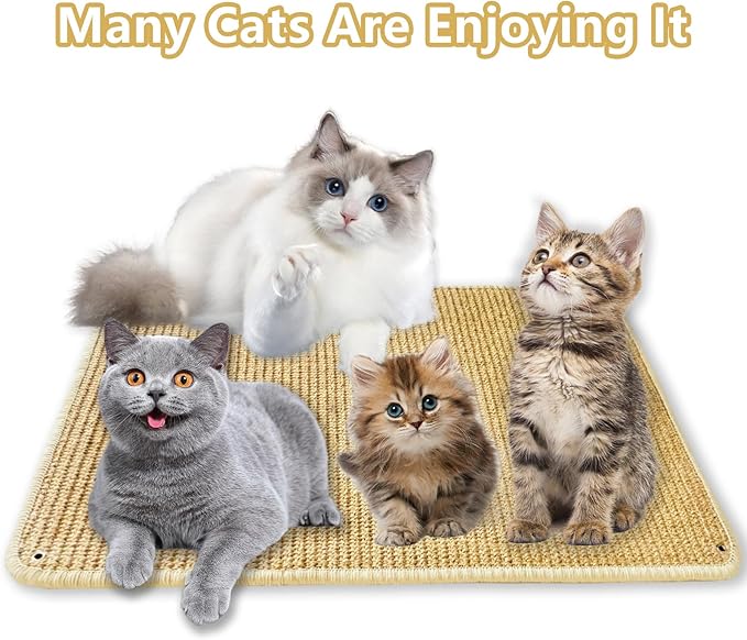 2 Pcs Cat Scratching Mat, Natural Sisal Cat Scratcher Mat Sisal mat Cat Scratch mat Cat Scratch Furniture Protector Cat Scratcher Mat (Brown)