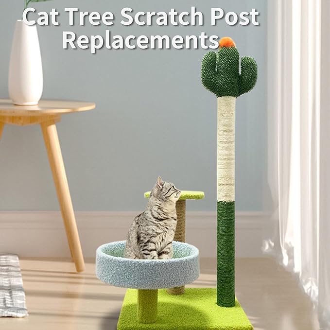 VCEPJH Cat Scratch Post Replacement for Cat Tree Replacement Parts-Pack of 4 12 Inch Cat Tower Scratching Pole Refill with M8 Screws Sisal Rope Furniture Protector for Indoor Kittens (Yellow)