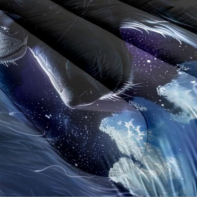 Animal Print Comforter Set Twin Wolf Bedding Set Wild Animals Bedding Black White Wolves Couple Comforter Soft Down Comforter with 1 Pillowcase