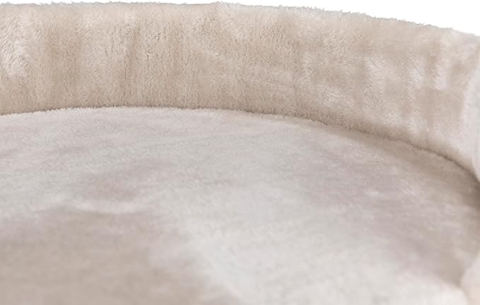 TRIXIE Mica Cat Scratching Post 18.1 Inch - Cat Scratcher with Soft Fabric Covering Base and Durable Sisal Rope - with Padded Platform & Dangling Cat Toy - in Greige