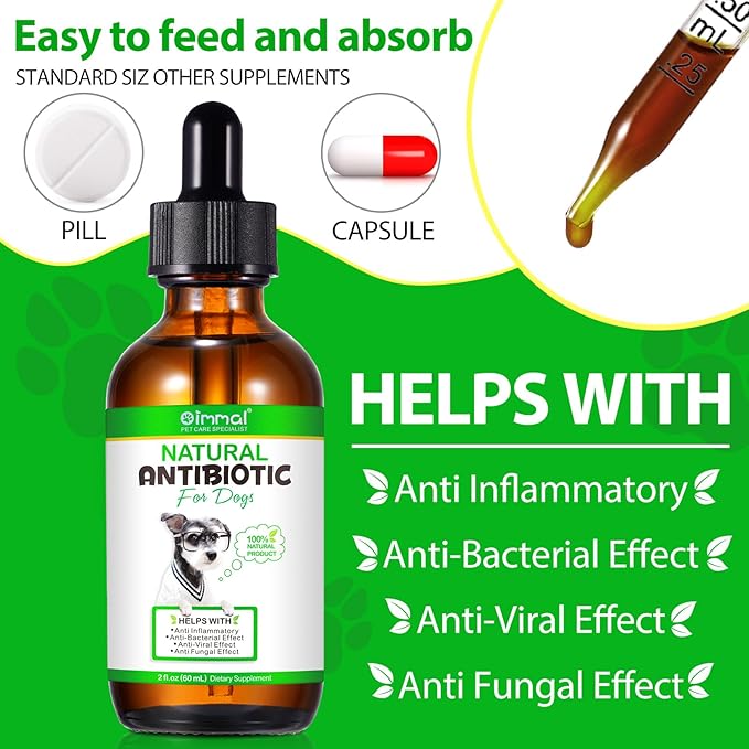 Antibiotics for Dogs, Dog Antibiotics, Dog Supplies Antibiotics, Natural Dog Antibiotics Supports Dog Allergy and Itch Relief, Dog Multivitamin for Pets-60ml / 2 Fl Oz
