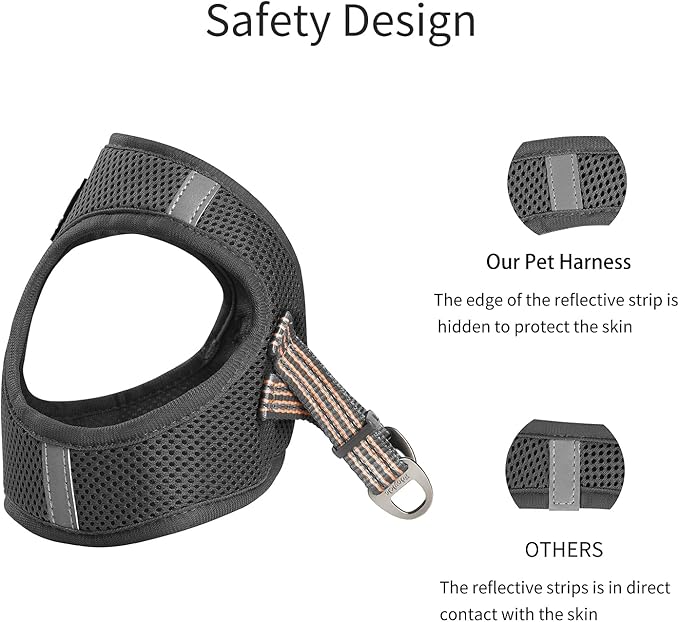 Cat Harness and Leash for Walking Escape Proof, Adjustable Soft Mesh Comfortable Vest Harnesses, Breathable Reflective Strips Step-in Jacket