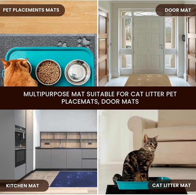 Andalus Extra Large Cat Litter Mat, Pack of 1 - Waterproof, Non-Slip & Easy to Clean Cat Litter Box Mat for Extra Efficient Pet Litter-Trapping, Brown (35” X 23”)