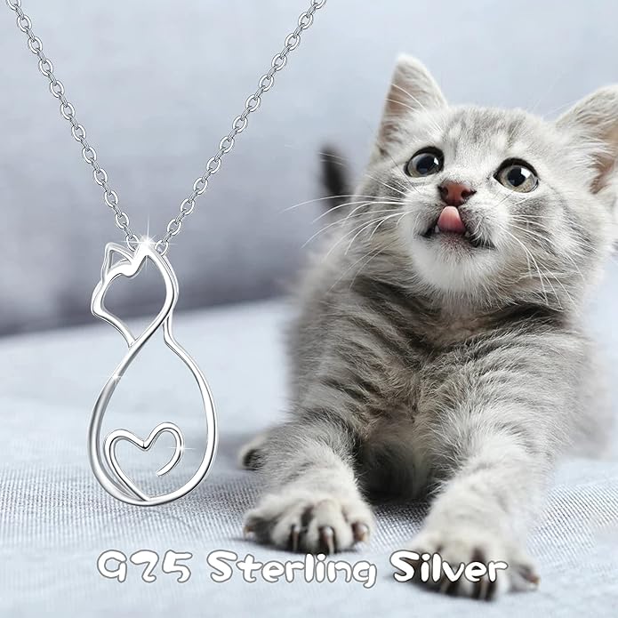 Animal Necklace for Women Girls 925 Sterling Silver Cat/Dog/Monkey/Sloth Pendant Necklace Cute Animal Jewelry Gift for Women Girls