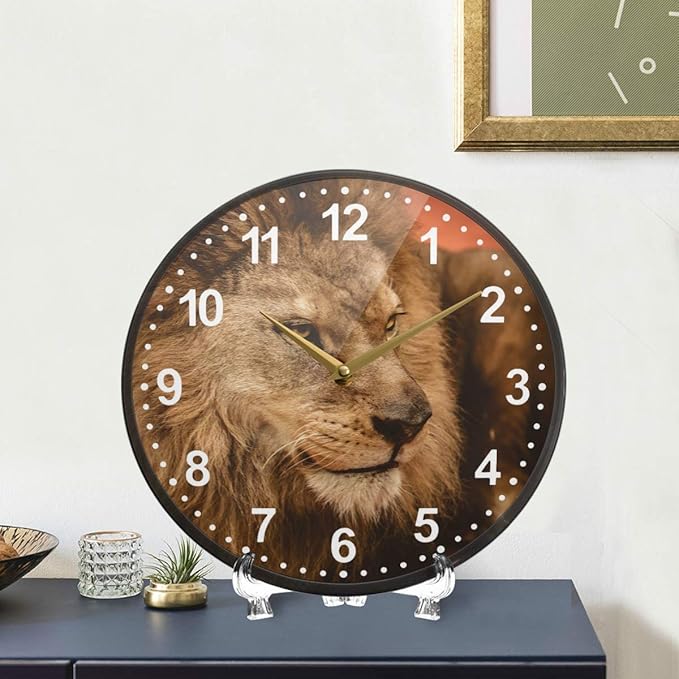 ALAZA Lion Animal Print Wall Clock Battery Operated Silent Non Ticking Clocks for Living Room Decor 12 Inch / 9.5 Inch