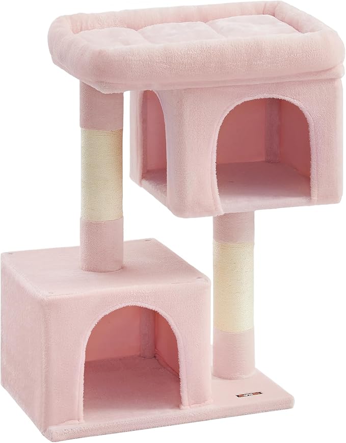 Feandrea Cat Tree, 39.8-Inch Cat Tower, XL, Cat Condo for Extra Large Cats up to 44 lb, Large Cat Perch, 2 Cat Caves, Scratching Post, Jelly Pink UPCT614P01