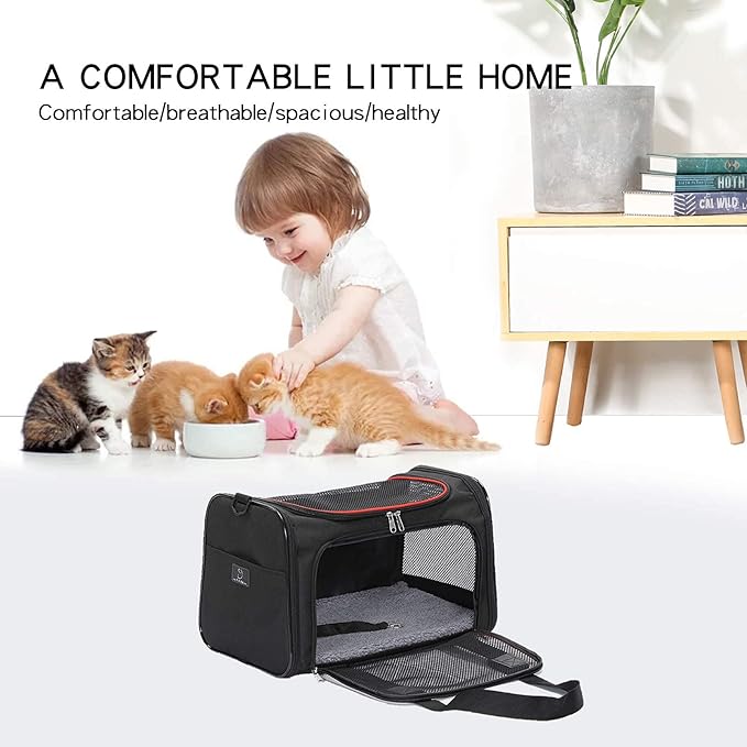 A4Pet Airline Approved Cat Carrier Dog Carriers,Removable Soft-Sided Portable Pet Travel Washable Carrier for Kittens,Puppies,Rabbit,Hamsters