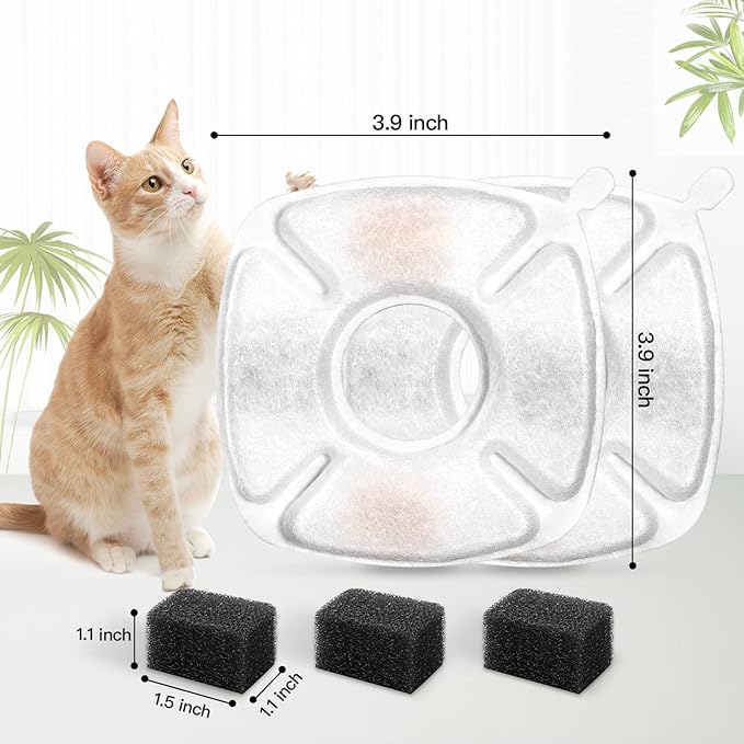 20 Pcs Cat Water Fountain Replacement Filters-10 Pack Water Fountain Filters 10 Pack Pre-Filter Sponges, pet fountain replacement filters Fit for 95oz/2.8L Cat Pet Fountain