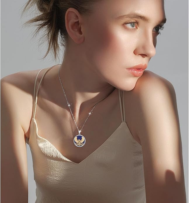 Alphm Egyptian Jewelry for Women 925 Sterling Silver Bastet Goddess/Eye of Horus Pendant Necklace Ancient Egyptian Jewelry Present