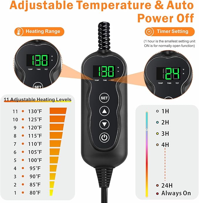 Heated Cat Bed, 11 Adjustable Temperature Pet Heating Pad Indoor for Dogs Cats Heating Mat with Timer, Auto Power Off, Electric Pet Heating Pad for Cat House (Grey, S(18" x 16"))