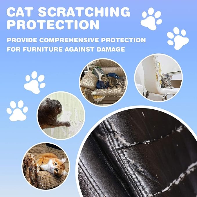 Cat Scratching Mat 78.7"x15.8" Self-Adhesive Cat Furniture Protector, Climbing Cat Scratch Pad for Cat Tree, Sofa, Wall, and Furniture DIY Protection(Cream White)