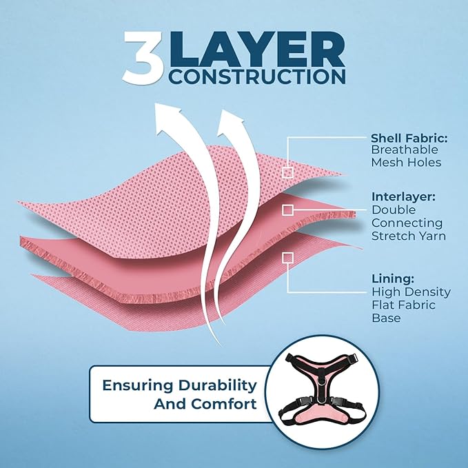 Voyager Step-in Lock Dog Harness w Reflective Dog Leash Combo Set with Neoprene Handle 5ft - Supports Small, Medium and Large Breed Puppies/Cats by Best Pet Supplies - Pink/Black Trim, M