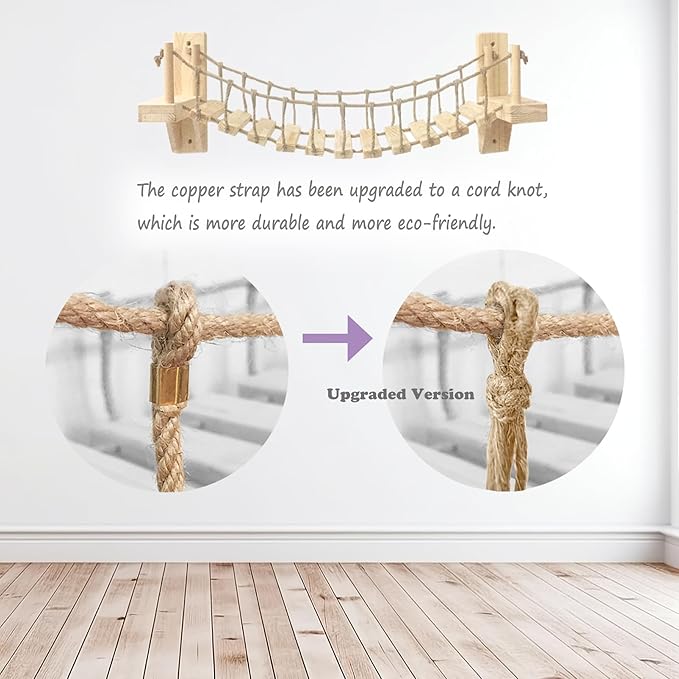 Cat Wall Shelves, Climbing, Wooden Cat Furniture, Cat Shelves and Perches for Wall, Cat Bridge Long for Indoor Cats, Wall Mounted, Playing and Lounging (Length 59in)