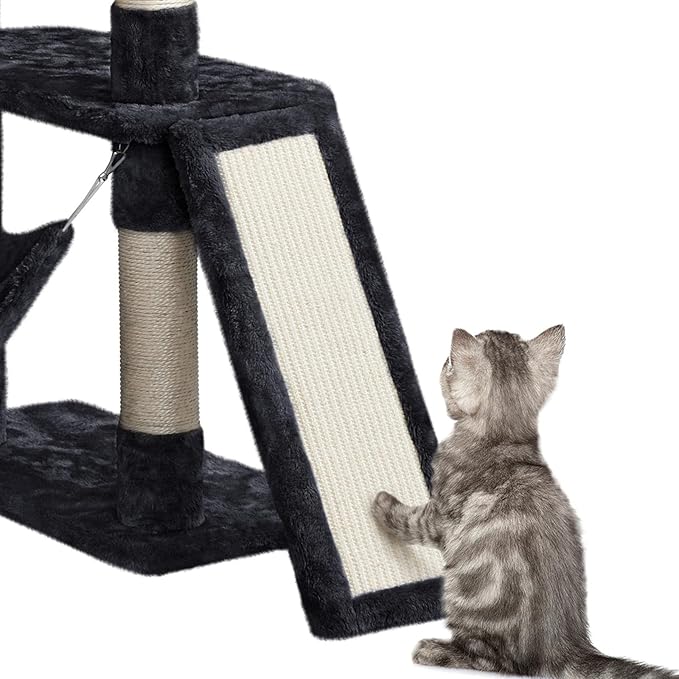 Yaheetech Cat Tree Cat Tower, 63in Multi-Level Cat Tree for Indoor Cats, Tall Cat Tree w/Sisal-Covered Scratching Posts & Condo, Cat Furniture Activity Center for Cats Kitten, Black, L