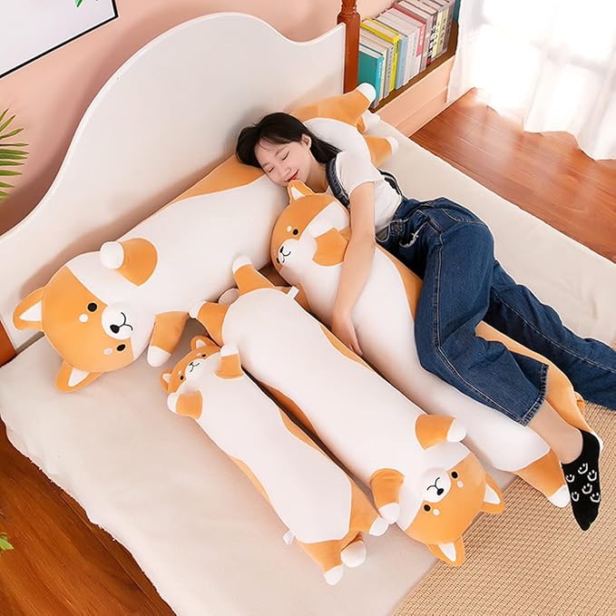 27.64'' Shiba Inu Plush Dog Stuffed Animals Long Dog Plush Pillow Toy Cute Cartoon Soft Sleeping Body Pillow for Kids Adults