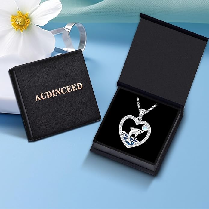 Black Cat/Dolphin/Bat Necklace Animal Pendant 925 Sterling Silver Cute Animal Jewelry Graduation Gifts for Women Men Animal Lovers Christmas Holiday Birthday Fathers Day