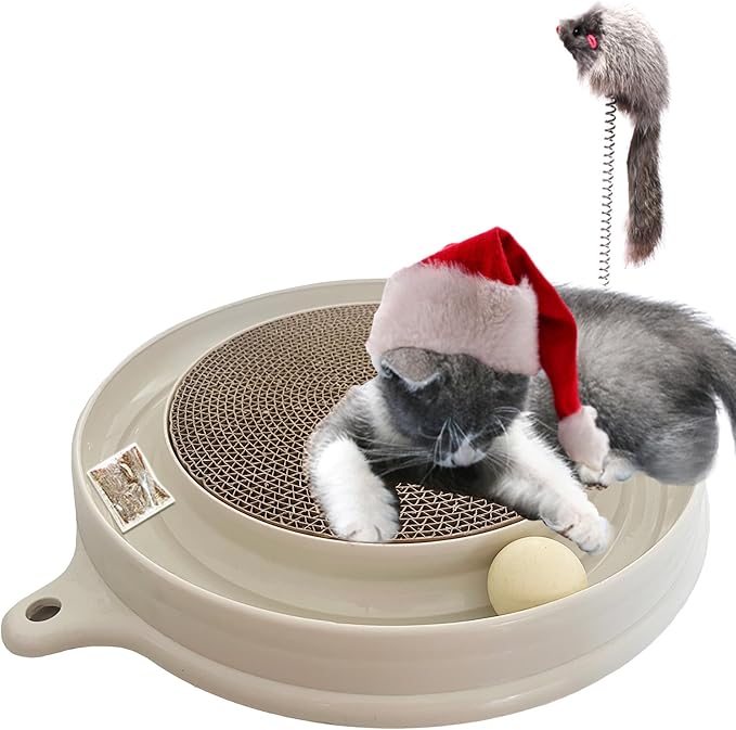 AUOON Cat Scratcher Toy, Cat Toy, Scratch pad,Scratching Toy,Post Pad Interactive Training Exercise Mouse Play Toy with Ball (Milk Shake)
