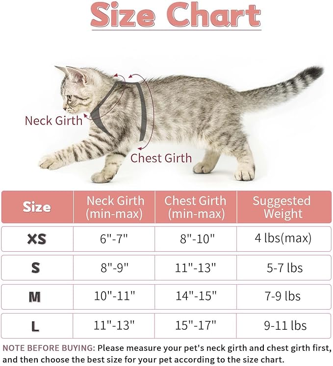 Cat Vest Harness and Small Dog Vest Harness for Walking, All Weather Mesh Harness, Cat Vest Harness with Reflective Strap, Step in Adjustable Harness for Small Cats (Pink-Pattern, Medium)