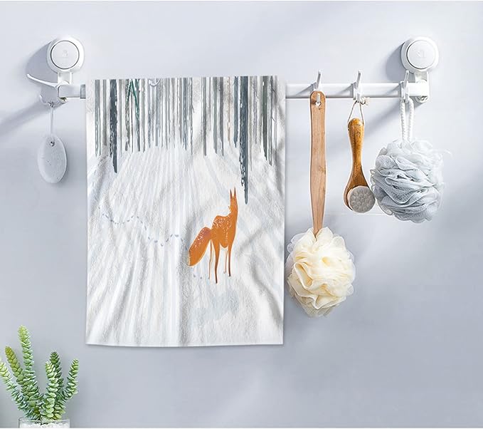 AOYEGO Fox Microfiber Towels Winter Tree Bird Snow Animal Frost Bath Towels Kitchen Hand Towels for Women Men Girls Boys 15x30 Inch
