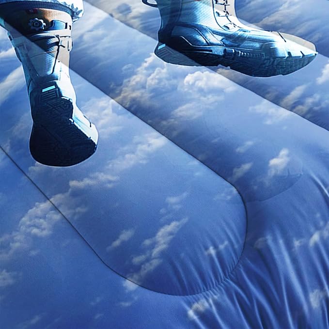 AILONEN Astronaut Comforter Set for Teens Boys Kids Girls, Space Astronaut Bedding Set Queen Size,Outer Space Themed Quilted Duvet Bed Set,Planet Quilt,1 Comforter 2 Pillowcases 3 Piece