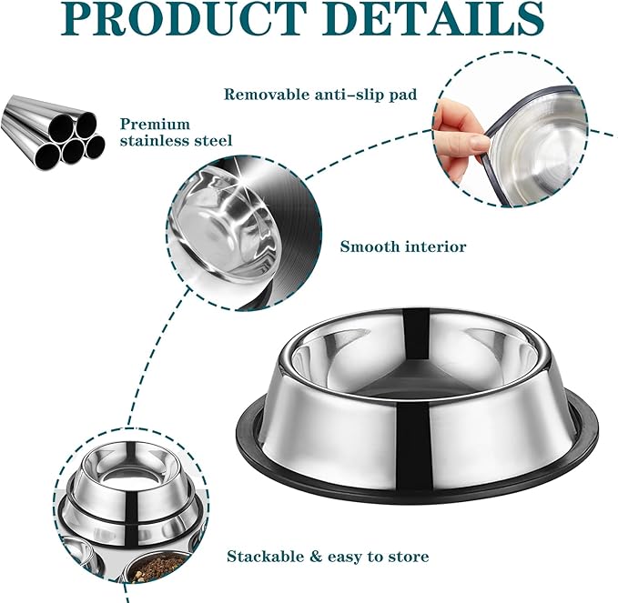 3Packs Cat-Bowls Cat Food Bowl - 4.5 Inch Non-Slip Stainless Steel Small Cat Wet Food Bowl 7 Oz Pet Feeding Bowl Whisker Fatigue Relief Cat Water Bowl for Kitten Puppy Small Dog
