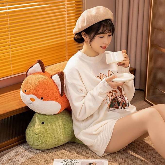 16 Inch Plush Orange Fox Stuffed Animal Hugging Pillow Cuddly Plushies Toy Huggable Anime Gifts for Kids and Lovers