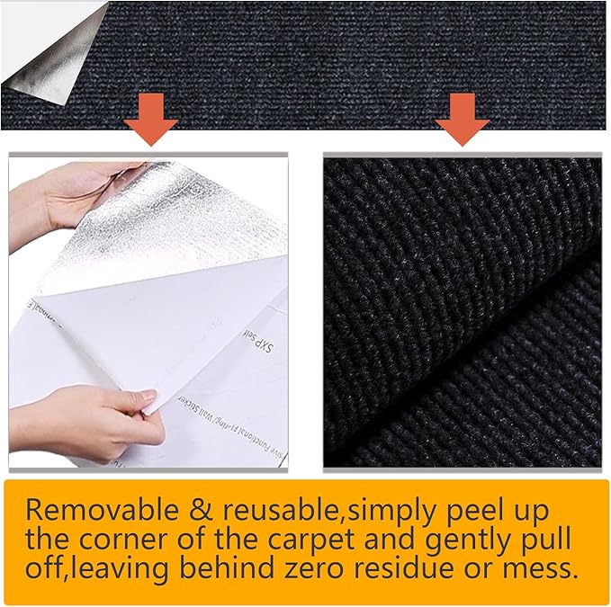 120"x15.8" cat Scratch Furniture Protector Keep Couch Sofa Protection Anti Claws Corner Wall Scratcher Post sisal Scratching mat Carpet pad Cover Fabric Tree Guards remnants (Black)