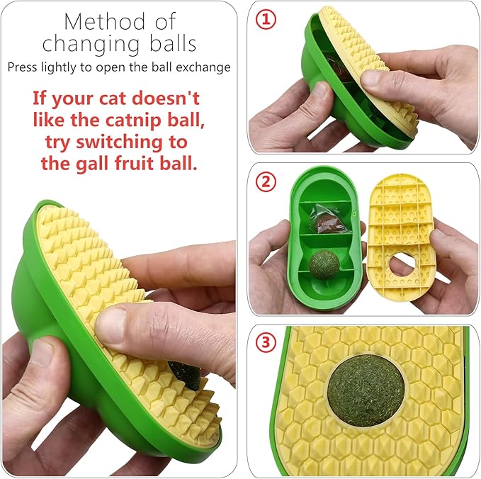 2 Pcs Catnip Toys Balls That Stick on Wall,Cat Toy Ball, Catnip Wall Balls for Cats Lick,Cat Face Scratchers Cat Rubbing Post, Cat Wall Brush (Yellow)
