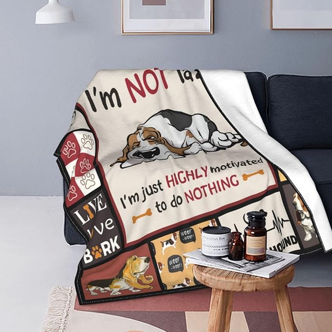 Basset Hound Dog Blanket Dog Decor Throw Blanket Super Warm Soft Plush Lightweight Fleece Flannel Cute Animal Blanket Gifts for Girls Baby Kids Women Boys for Winter Couch Bedding 50"X60"