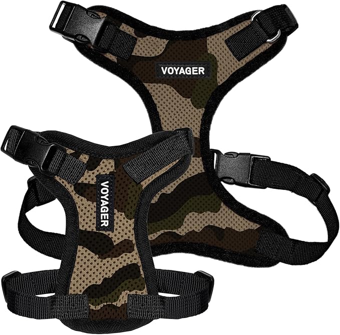 Voyager Step-in Lock Pet Harness - All Weather Mesh, Adjustable Step in Harness for Cats and Dogs by Best Pet Supplies - Army/Black Trim, XS