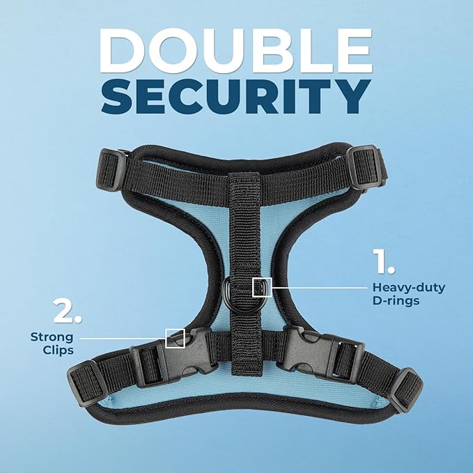 Voyager Escape Proof Cat Harness and Leash Set with Reflective Stitching, Neoprene Handle 5ft - Supports Small, Medium and Large Cats, Kittens for Walking by Best Pet Supplies - BT-Baby Blue, XS