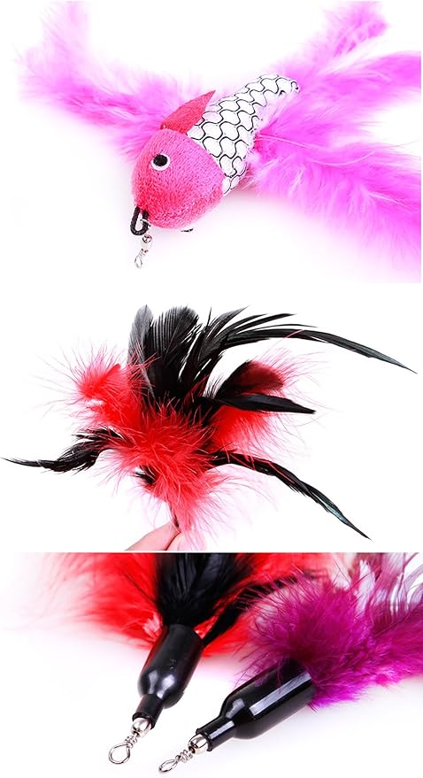 2 Pcs Butterfly, Retractable Wand, Multi Feather Teaser and Exerciser for Your Cat and Kitten - Cat Toys Interactive Cat Wand CT15-5 Butterfly