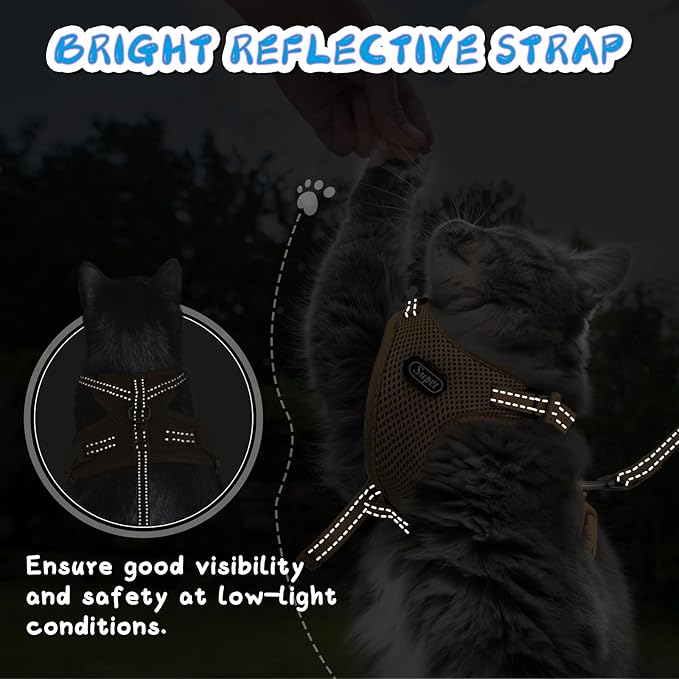 Supet Cat Harness and Leash Set for Small to Large Cats Adjustable Cat Vest Harness with Reflective Trim Universal Cat Leash and Harness for Cats/Puppies
