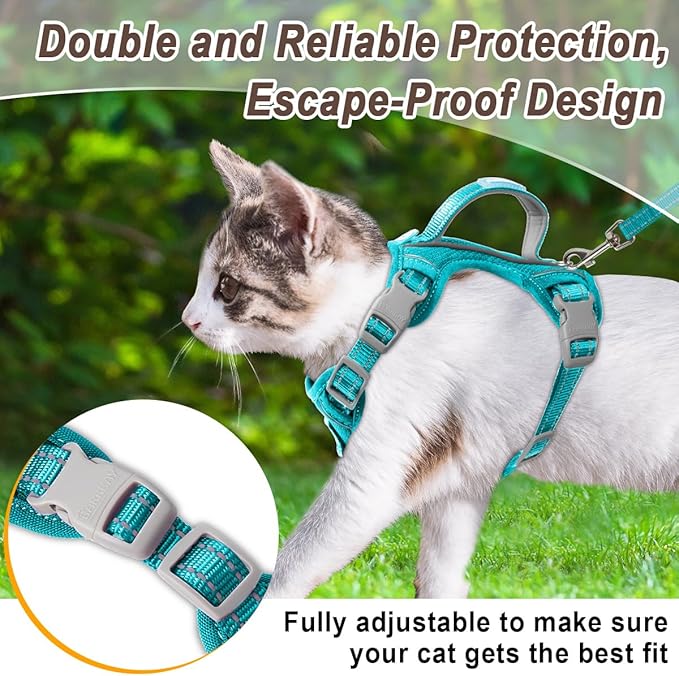 Cat Harness and Leash Set for Walking Escape Proof for Small Large cat Kitten Harness with ID tag Pocket (Blue,XS)