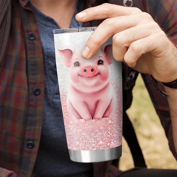 34HD Just A Girl Who Loves Pigs Tumbler with Lid, 20oz Vacuum Insulated Farmer Mug, Gifts for Pig Lady Women Farmer, Pig Lover Gifts for Birthday Christmas Mothers Day