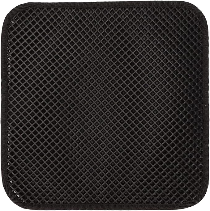 ASHATA Cat Litter Mat, Double Layer Design Urine Proof Trapper Mat for Litter Boxes, Double Layer EVA Litter Trapping Mat for Kitten, Easy to Clean Scatter Control (Black)