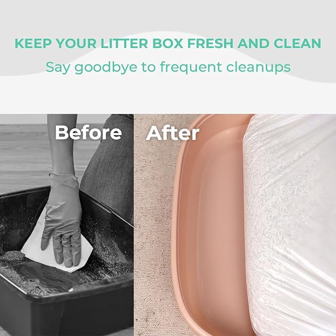 120 Pack Cat Litter Box Liners with Drawstring, Heavy Duty Cat Litter Box Liners Waste Bags Replacement