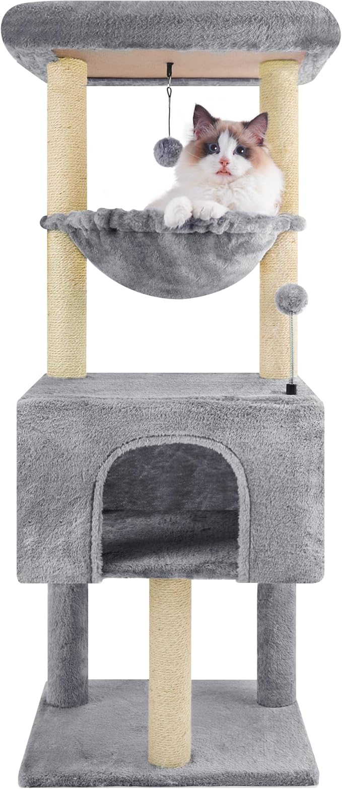 Fashion Design 43.3" Cat Trees with Cat Houses,Grey