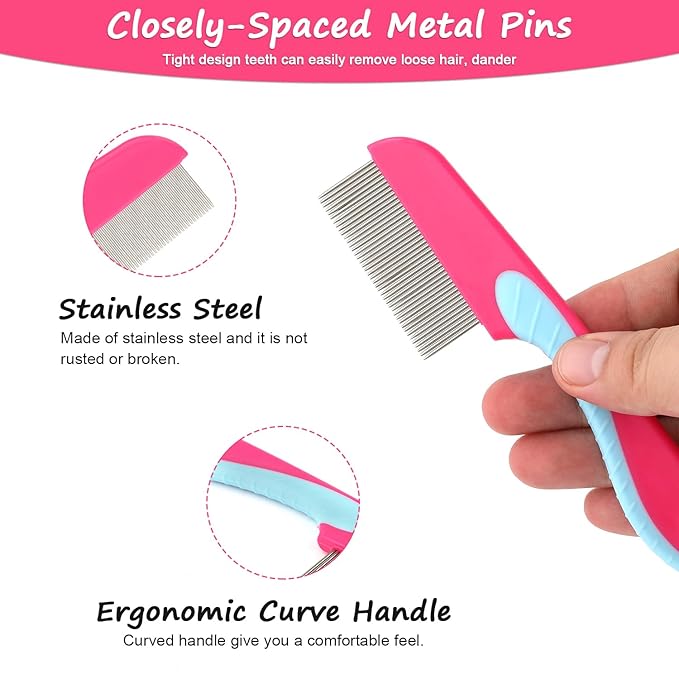 3pcs Pet Hair Cleaner Brush, Cat Brush with Release Button Magic Pet Comb Cat Shedding Brush Pet Massage Comb for Cats Dogs Removes Tangled Hair Long Hair