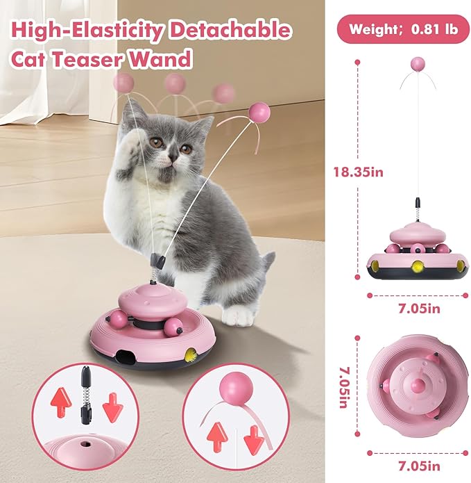 3-in-1 Interactive Cat Toy for Indoor Cats - Exciting Teaser Wand, Ball Track, and Whack-a-Mole Game - No Batteries Needed, Sturdy and Safe - Ultimate Mental and Physical Stimulation